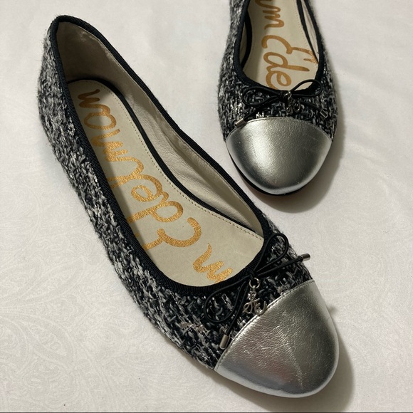 Sam Edelman Cap Toe Silver “Sara” Flats, Size 10 - Picture 1 of 10